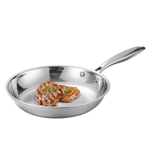 Nuytghr Edelstahlpfanne, tiefe Kochpfanne, ofenfeste Bratpfanne, 38,5 x 22,5 x 6,5 cm, gleichmäßige Wärmeverteilung, kühlbleibender Griff, für Zuhause, Küche, tägliches Kochen, Steak, Eier von Nuytghr
