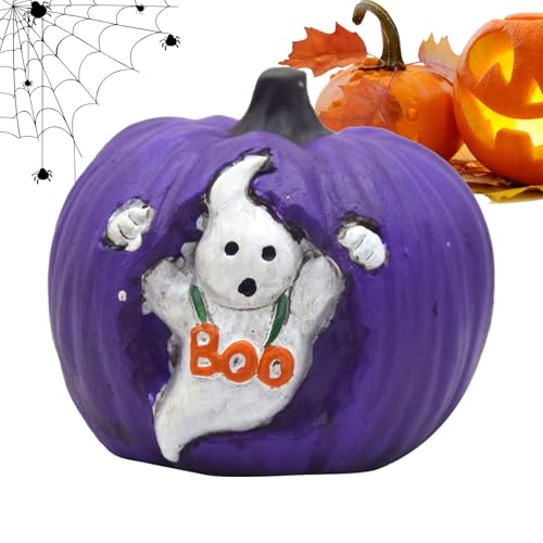 Nuytghr Halloween-Kürbisse | Kürbis-Geist Skulptur Ornamente | Kunstharz künstlerische Skulptur Dekoration Ornament für abgestuftes Tablett Indoor Home Urlaub Tisch Schreibtisch Halloween Display von Nuytghr