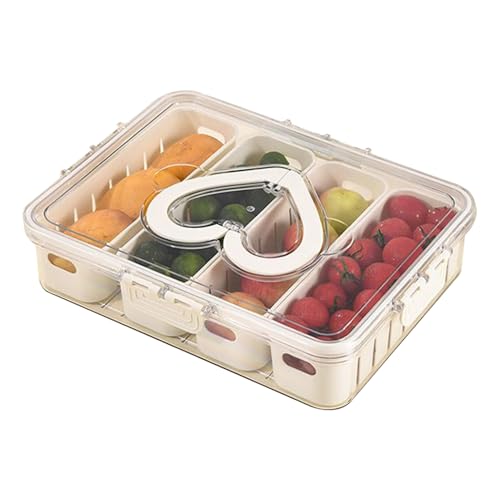 Nuytghr Obstbehälter,Geteilte Servierplatte mit Deckel | Wiederverwendbares Dicht Organizer Klarsicht Tablett für Mittagessen Reisen Salat Küche von Nuytghr