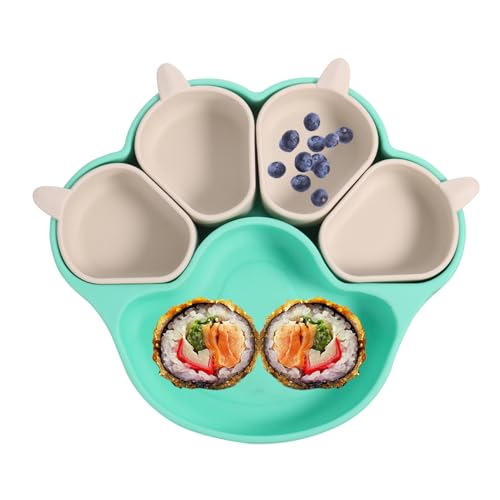 Nuytghr Silikon-Kinderteller, Saugnapfteller | Fütterndes Kindergeschirr mit Katzenkrallen-Design - Baby-Saugteller, geteilte Babyteller aus Silikon, geteiltes Tablett zum, Familie Nuytghr Silikon-Kinderteller, Saugnapfteller | Fütterndes Kindergeschirr mit Katzenkrallen-Design - Baby-Saugteller, geteilte Babyteller aus Silikon, geteiltes Tablett zum, Familie von Nuytghr