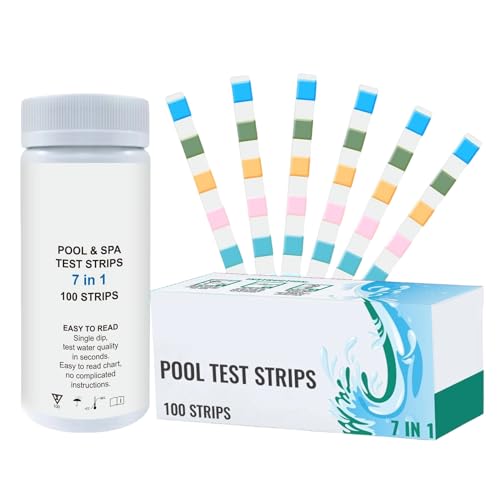 Pool Test Strips, Water Quality Tester, Hot Tub Monitoring Kit, Multifunctional Testing Tools, Quick Solution for Backyard Spa Fish Tank Maintenance Use, 1.89x1.89x4.41 inches von Nuytghr