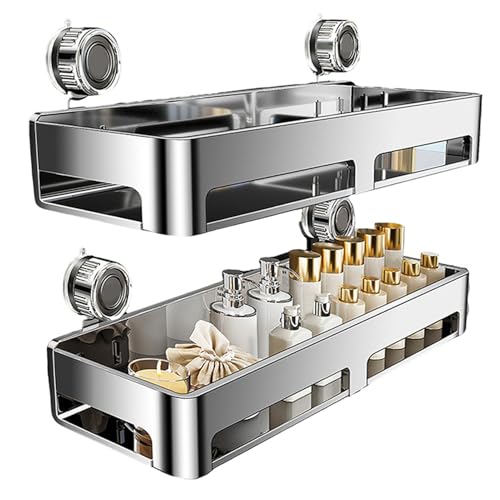 Shelf Organizer, 15.75 Inch Wall Mounted Organizer for Shampoo Soap Storage, Rustproof Hygienic with Strong Load Capacity and Drainage Design, Suction Cup Holder for Home Hotel Dorm Kitchen Bedroom von Nuytghr