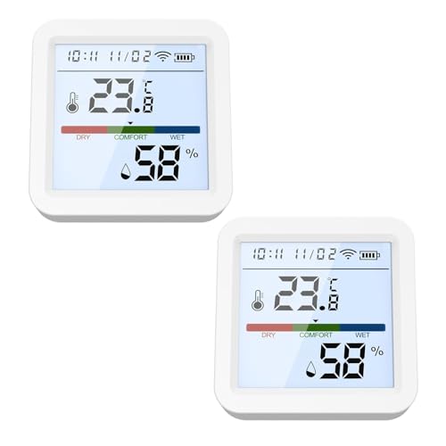 Temperature Humidity Monitor, Smart Wireless Digital Sensor, High Accuracy Hydrometer Detector, 2.2x2.2x0.91 Inches Weather Tracker for Indoor, Outdoor, Air Quality Home Industrial Temperature Humidity Monitor, Smart Wireless Digital Sensor, High Accuracy Hydrometer Detector, 2.2x2.2x0.91 Inches Weather Tracker for Indoor, Outdoor, Air Quality Home Industrial von Nuytghr