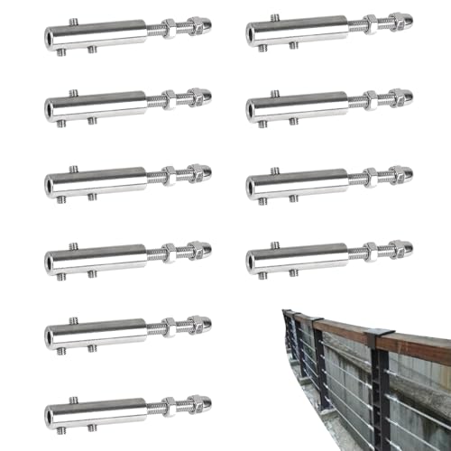 Turnbuckles for Cables Wire, Stainless Steel Hardware Kit, 10 Piece Heavy Duty Rope Set, Rust-Resistant Hook Design, Ideal for Garden Trellis, Shade Sail, Climbing Plants, 2 Inch von Nuytghr