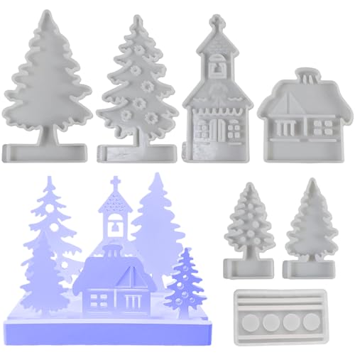 Weihnachtsformen - Weihnachtsbaumhaus Aromatherapie Kerzen Gießform | Silikon Handwerk Gießform Einfache Entformung für Epoxidharz Dekoration Weihnachtsformen - Weihnachtsbaumhaus Aromatherapie Kerzen Gießform | Silikon Handwerk Gießform Einfache Entformung für Epoxidharz Dekoration von Nuytghr