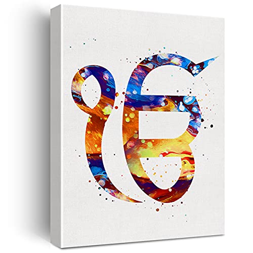 Ek Onkar Aquarell-Wandkunst, Khanda-Symbol, Leinwandgemälde, Drucke für Zuhause, Büro, Wanddekoration, gerahmt, Sikhismus, Kunstwerk, Geschenke (30,5 x 38,1 cm) von Nvhai