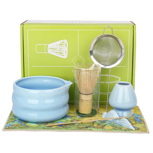 7 Stück Matcha Set Matcha Besen Set mit Matcha Schale und Sieb Matcha Tee Set Blau 7 Stück Matcha Set Matcha Besen Set mit Matcha Schale und Sieb Matcha Tee Set Blau von Nwvuop