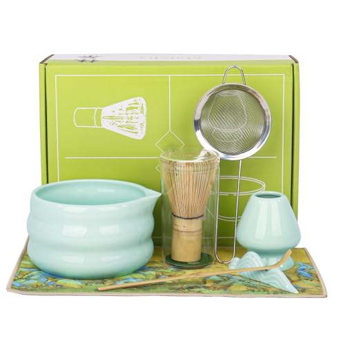 7 Stück Matcha Set Matcha Besen Set mit Matcha Schale und Sieb Matcha Tee Set Grün(Grün-02) von Nwvuop