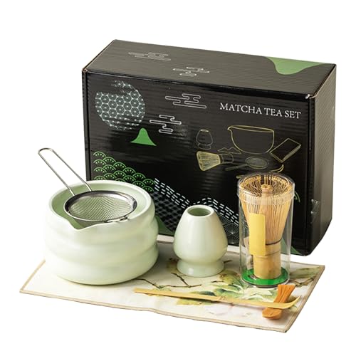 7 Stück Matcha Set Matcha Besen Set mit Matcha Schale und Sieb Matcha Tee Set Grün(Hellgrün) von Nwvuop
