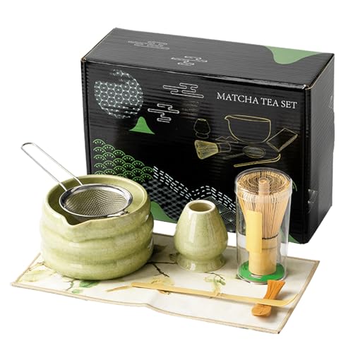 7 Stück Matcha Set Matcha Besen Set mit Matcha Schale und Sieb Matcha Tee Set Grün(Matcha Grün) von Nwvuop