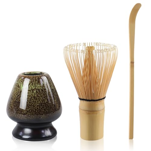 Matcha-Schneebesen-Set mit Schneebesen, Schneebesen, Löffel und Schneebesenhalter, Matcha-Set für Matcha-Tee-Zeremonie, Matcha-Geschenk-Set (grün), 4-teilig von Nwvuop