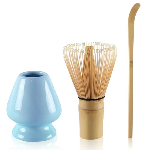 Matcha Set Matcha Besen mit Matcha Löffel Schneebesenhalter, Matcha Tee Set(Blau) von Nwvuop