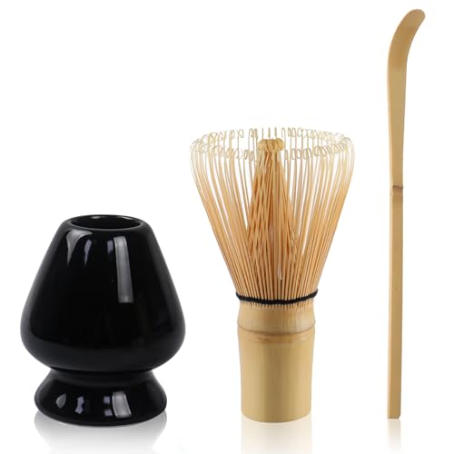 Matcha Set Matcha Besen mit Matcha Löffel Schneebesenhalter, Matcha Tee Set(Schwarz) von Nwvuop