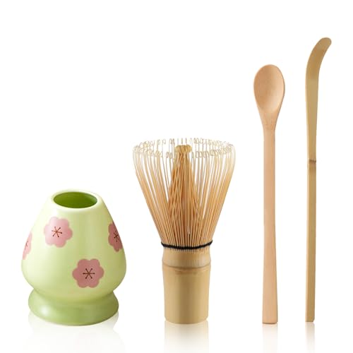 Matcha Set mit Matcha Besen, Matcha Schneebesenhalter aus Keramik und Matcha-Schaufel Japanische Teezubereitungswerkzeuge Matcha Tee Set(Grün) von Nwvuop