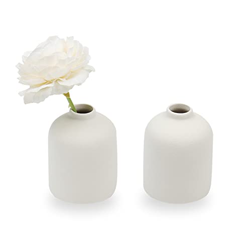 2 Stück Keramik Vase für Blume Kleine Dekorative Blumenvase Set für Home Decor Wohnzimmer Tisch Küche Hochzeit Büro Weiß von Nwvuop