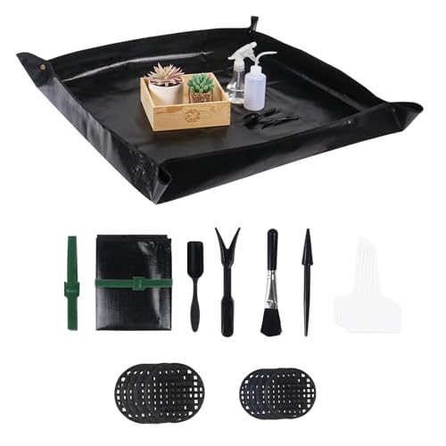 Pflanzmatte Umtopfmatte Indoor, 21 Stück Sukkulenten Werkzeug Set wasserdichte pflanzunterlage für Pflanzenliebhaber, Gartenarbeit(Schwarz) von Nwvuop