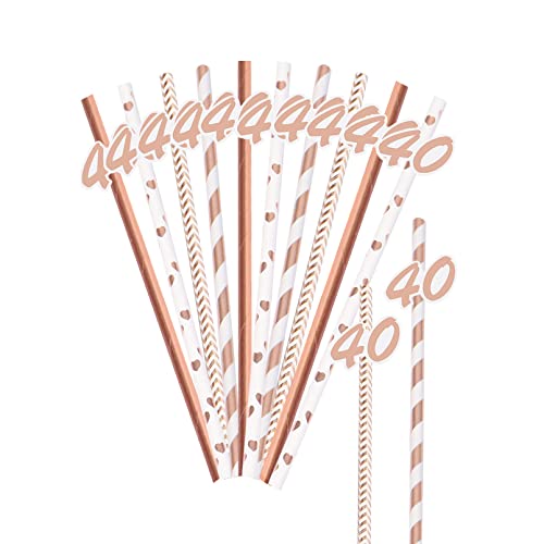 Trinkhalme zum 40. Geburtstag, 20 Stück Papier Geburtstag Strohhalme mit Zahlenausschnitten für Geburtstag Party Supplies, 4 Stile Trinkhalme zum 40. Geburtstag, 20 Stück Papier Geburtstag Strohhalme mit Zahlenausschnitten für Geburtstag Party Supplies, 4 Stile von Nwvuop