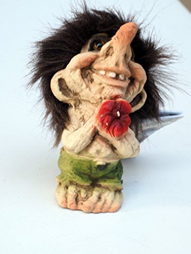 Troll mit roter Blume, original NyForm Troll Figur Norwegen, 10cm von Ny Form