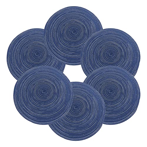Tischset Rund Geflochten, Platzset Rund 6 stück, Baumwolle Tischsets Abwaschbar Hitzebeständige, 37 * 37 cm (Blau) von NyShine