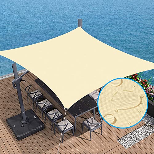 Sonnensegel 3x3 Wasserdicht, Sonnenschutz Terrasse mit 95% UV Schutz und Befestigungsseile für Garten und Terrasse - Quadrat 3x3 M, Beige von NyShine