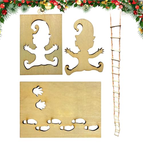 Nybhyjka Wichtelschablone Fußabdrücke,Elf Weihnachtswichtel Schneespray Schablonen,Wichtel Schablone,Weihnachtswichtel Schneespray Schablonen Gnome Fußabdrücke Vorlage Für Tür Fenster Ddekoration von Nybhyjka