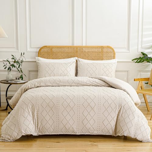 Nyescasa Beige Bettwäsche 135x200 4teilig Boho Getuftet Stickerei Geometrisch Kariert Wendebettwäsche Set Mädchen Mikrofaser Chic Vintage Bettbezug mit Reißverschluss und 2 Kissenbezug 80x80 cm Nyescasa Beige Bettwäsche 135x200 4teilig Boho Getuftet Stickerei Geometrisch Kariert Wendebettwäsche Set Mädchen Mikrofaser Chic Vintage Bettbezug mit Reißverschluss und 2 Kissenbezug 80x80 cm von Nyescasa
