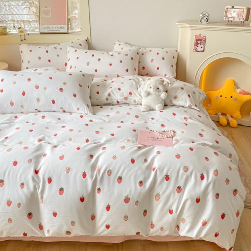 Nyescasa Bettwäsche 135x200 2 Teilig Weiß Rosa Erdbeere Bettwäsche-Set Mädchen Erdbeere Wendebettwäsche Kinder Mikrofaser Niedliche Früchte Bettbezug mit Reißverschluss und Kissenbezug 80x80cm Nyescasa Bettwäsche 135x200 2 Teilig Weiß Rosa Erdbeere Bettwäsche-Set Mädchen Erdbeere Wendebettwäsche Kinder Mikrofaser Niedliche Früchte Bettbezug mit Reißverschluss und Kissenbezug 80x80cm von Nyescasa