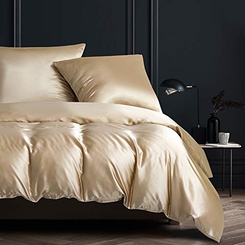 Nyescasa Bettwäsche 135x200 4teilig Beige Einfarbig Unifarben Glatt Satin Bettbezug mit Reißverschluss 100% Seidenfeeling Glanzsatin Polyester Doppelbett Deckenbezug und 2 Kissenbezug 80x80cm Nyescasa Bettwäsche 135x200 4teilig Beige Einfarbig Unifarben Glatt Satin Bettbezug mit Reißverschluss 100% Seidenfeeling Glanzsatin Polyester Doppelbett Deckenbezug und 2 Kissenbezug 80x80cm von Nyescasa