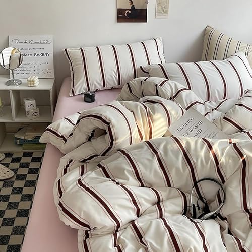 Nyescasa Bettwäsche 135x200 Rot Weiß Gestreift Bettwäsche-Set Mädchen Frauen Wendebettwäsche Weiche Mikrofaser Renforce Streifen Bettbezug mit Reißverschluss und Kissenbezug 80x80cm Nyescasa Bettwäsche 135x200 Rot Weiß Gestreift Bettwäsche-Set Mädchen Frauen Wendebettwäsche Weiche Mikrofaser Renforce Streifen Bettbezug mit Reißverschluss und Kissenbezug 80x80cm von Nyescasa