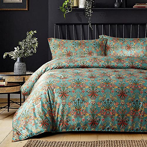 Nyescasa Bohemian Bettwäsche 135x200cm 4 Teilig Boho Bettwäsche-Set Renforce Vintage Blumen Wendebettwäsche Weich Mikrofaser 2 Bettbezug mit Reißverschluss und 2 Kissenbezug 80x80cm Doppelbett von Nyescasa