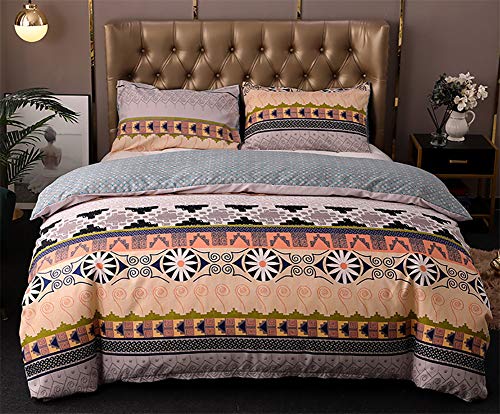 Nyescasa Bohemian Bettwäsche Set 200x200 3 Teilig Braun Grau Boho Blumen Indisch Wendebettwäsche 100% Mikrofaser Böhmisch Bettbezug mit Kissenbezug 80x80 für Doppelbett von Nyescasa