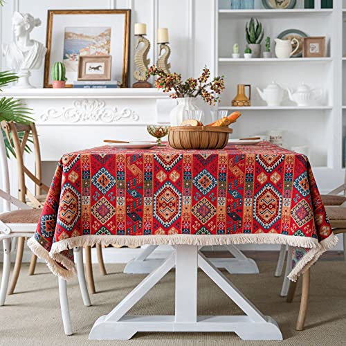 Nyescasa Bohemien Tischdecke Boho Vintage Tischwäsche Leinen Tischtuch Garten Tischdecke mit Quaste Rechteckige Tafeltuch Abwischbar Fleckschutz für Feste Party Picknick Haushalt 90x90cm Rot Nyescasa Bohemien Tischdecke Boho Vintage Tischwäsche Leinen Tischtuch Garten Tischdecke mit Quaste Rechteckige Tafeltuch Abwischbar Fleckschutz für Feste Party Picknick Haushalt 90x90cm Rot von Nyescasa
