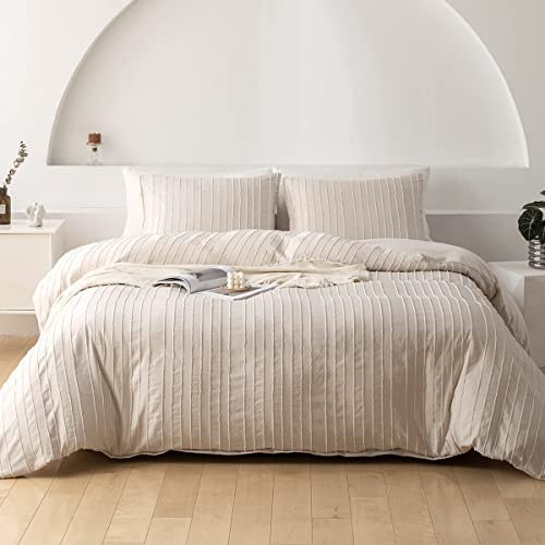 Nyescasa Boho Bettwäsche 200x220 cm Beige Gestreift Streifen Getuftet Wendebettwäsche Set Mädchen Bohemian Mikrofaser Bettbezug mit Reißverschluss und 2 Kissenbezug 80x80 cm Nyescasa Boho Bettwäsche 200x220 cm Beige Gestreift Streifen Getuftet Wendebettwäsche Set Mädchen Bohemian Mikrofaser Bettbezug mit Reißverschluss und 2 Kissenbezug 80x80 cm von Nyescasa