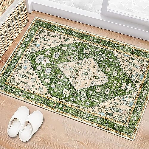 Nyescasa Boho Teppich Wohnzimmer Schlafzimmer Vintage Kurzflor Teppich Weich Waschbar rutschfest Teppiche für Kinderzimmer Esszimmer Flur Küche, Grün, 40x60 cm Nyescasa Boho Teppich Wohnzimmer Schlafzimmer Vintage Kurzflor Teppich Weich Waschbar rutschfest Teppiche für Kinderzimmer Esszimmer Flur Küche, Grün, 40x60 cm von Nyescasa