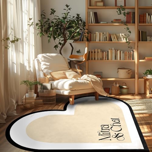 Nyescasa TPR rutschfest Badteppich Herzförmiger Teppich Kurzflor Badezimmermatte Modern Weich Super-saugstark Teppich für Kinderzimmer Schlafzimmer Tür Matte Bodenmatte Khaki Innen 80cm von Nyescasa