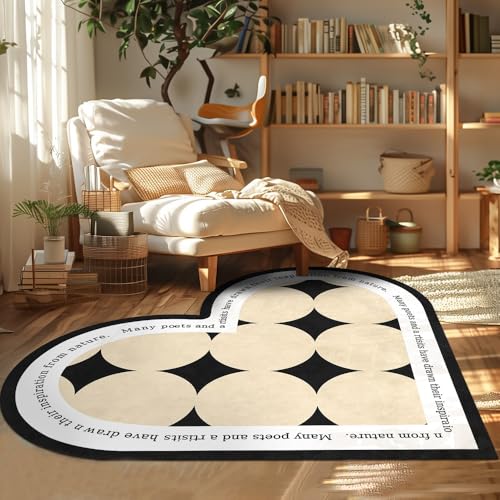 Nyescasa TPR rutschfest Badteppich Herzförmiger Teppich Kurzflor Badezimmermatte Modern Weich Super-saugstark Teppich für Kinderzimmer Schlafzimmer Tür Matte Bodenmatte Khaki Innen 80cm von Nyescasa