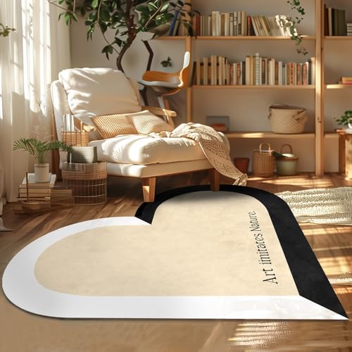 Nyescasa TPR rutschfest Badteppich Herzförmiger Teppich Kurzflor Badezimmermatte Modern Weich Super-saugstark Teppich für Kinderzimmer Schlafzimmer Tür Matte Bodenmatte Khaki Innen 80cm von Nyescasa