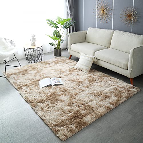 Nyescasa Hochflor Teppich Langflor Wohnzimmer Teppich Modern Flauschig Weich Rechteckig Teppich für Wohnzimmer Kinderzimmer Schlafzimmer Flur Läufer Braun Shaggy Teppich Innen 120x160cm von Nyescasa