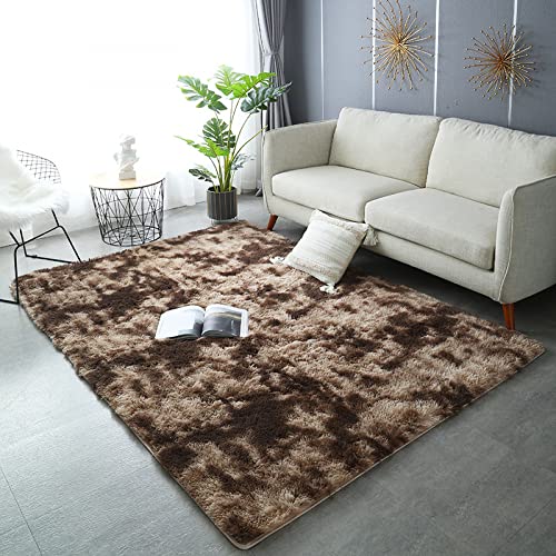 Nyescasa Hochflor Teppich Langflor Wohnzimmer Teppich Modern Flauschig Weich Rechteckig Teppich für Wohnzimmer Kinderzimmer Schlafzimmer Flur Läufer Dunkelbraun Shaggy Teppich Innen 100x160cm von Nyescasa