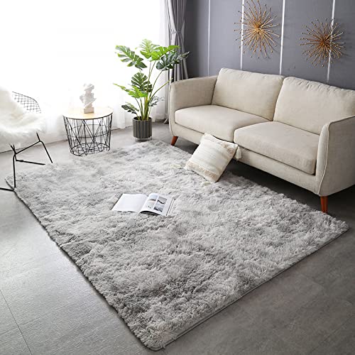 Nyescasa Hochflor Teppich Langflor Wohnzimmer Teppich Modern Flauschig Weich Rechteckig Teppich für Wohnzimmer Kinderzimmer Schlafzimmer Flur Läufer Grau Shaggy Teppich Innen 160x200cm von Nyescasa