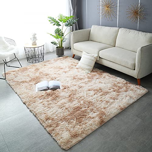 Nyescasa Hochflor Teppich Langflor Wohnzimmer Teppich Modern Flauschig Weich Rechteckig Teppich für Wohnzimmer Kinderzimmer Schlafzimmer Flur Läufer Kamel Shaggy Teppich Innen 140x200cm von Nyescasa