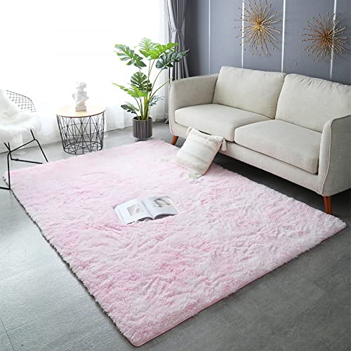 Nyescasa Hochflor Teppich Langflor Wohnzimmer Teppich Modern Flauschig Weich Rechteckig Teppich für Wohnzimmer Kinderzimmer Schlafzimmer Flur Läufer Rosa Shaggy Teppich Innen 100x160cm von Nyescasa