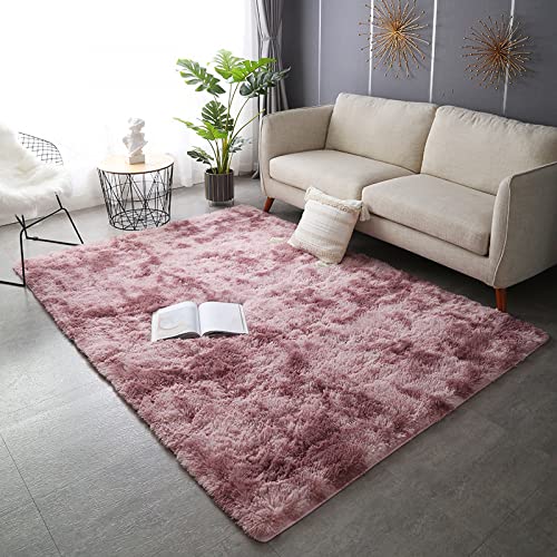 Nyescasa Hochflor Teppich Langflor Wohnzimmer Teppich Modern Flauschig Weich Rechteckig Teppich für Wohnzimmer Kinderzimmer Schlafzimmer Flur Läufer Rosa Shaggy Teppich Innen 120x160cm von Nyescasa