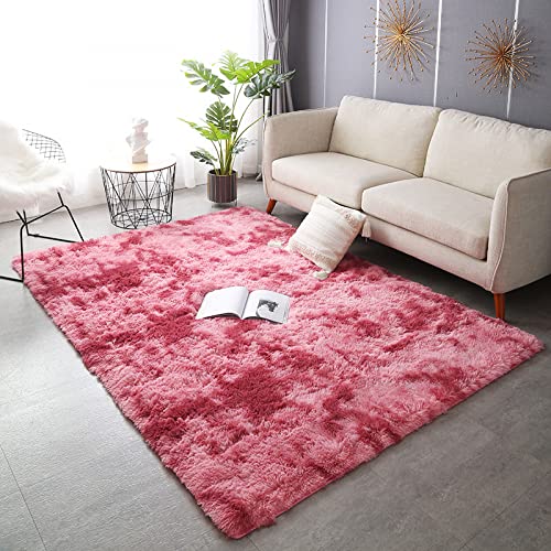 Nyescasa Hochflor Teppich Langflor Wohnzimmer Teppich Modern Flauschig Weich Rechteckig Teppich für Wohnzimmer Kinderzimmer Schlafzimmer Flur Läufer Rot Shaggy Teppich Innen 160x230cm von Nyescasa