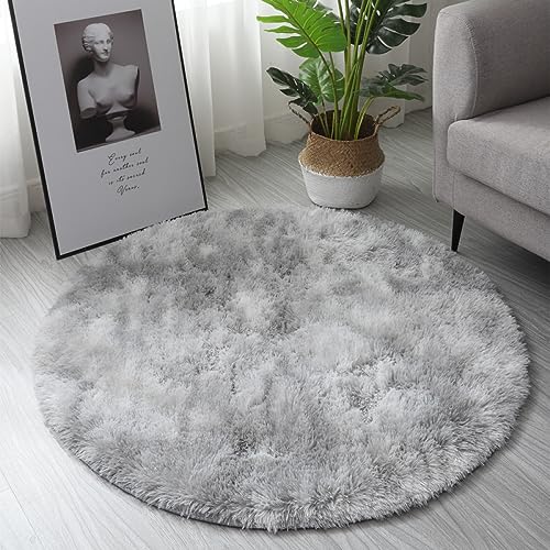 Nyescasa Hochflor Teppich Langflor Wohnzimmer Teppich Modern Flauschig Weich Runder Teppich für Wohnzimmer Kinderzimmer Schlafzimmer Flur Läufer Grau Shaggy Teppich Innen 100cm von Nyescasa