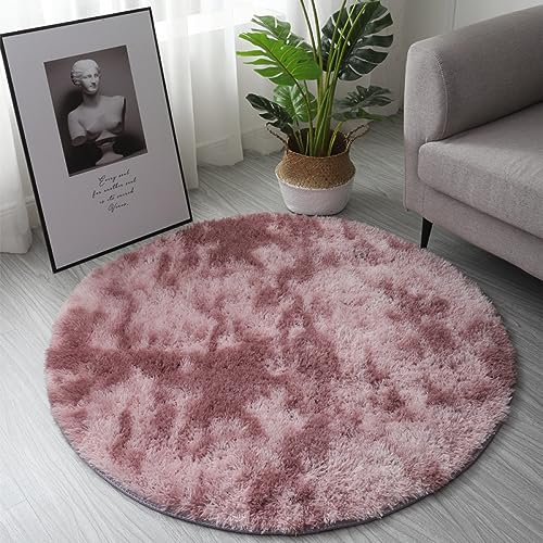 Nyescasa Hochflor Teppich Langflor Wohnzimmer Teppich Modern Flauschig Weich Runder Teppich für Wohnzimmer Kinderzimmer Schlafzimmer Flur Läufer Rosa Shaggy Teppich Innen 140cm von Nyescasa