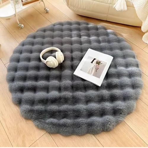 Nyescasa Hochflor Teppich Rund Langflor Wohnzimmer Modern Flauschig Weich Runder Kunstfell Teppich für Wohnzimmer Kinderzimmer Schlafzimmer Flur Grau Shaggy Innen 160cm von Nyescasa