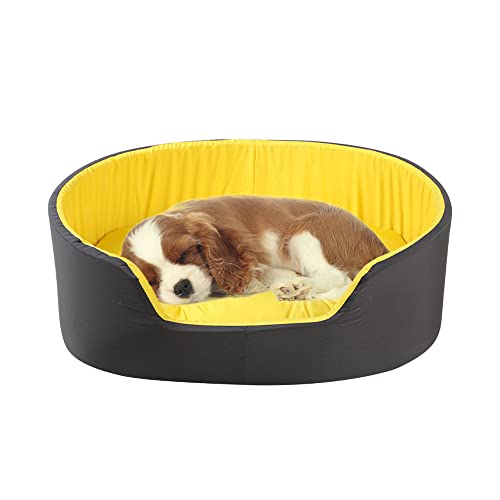 Nyescasa Hundebett Hundekissen Hundekörbchen mit Wendekissen (M) 57x40 cm Farbe schwarz/gelb, 3D-Stereo Waschbares Hundebett mit Hohem Rand für kleine und mittelgroße Hunde, Winter Warm Katzenbett von Nyescasa