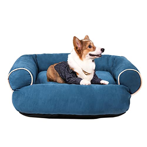 Nyescasa Hundebett Hundesofa (2XL) 80x60 cm Farbe Blau, Schlafsofa Wildleder mit gekämmter Baumwolle Füllung für mittelgroße und Grosse Hunde und Katzen, Haustier Tiefschlaf Warm Hundekissen von Nyescasa