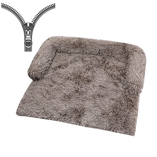 Nyescasa Hundebett für Grosse Hunde u. kleine Hunde,Sofaschutz Plüsch Flauschig Atmungsaktiv Katzenbett,Winter Warm Dauerhaft Hundecouch Waschbar rutschfest Hundekissen (L ca. 102x90x20cm, Khaki) von Nyescasa